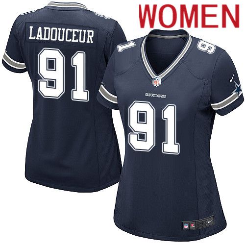 Women Dallas Cowboys #91 L. P. Ladouceur Nike Navy Game Team NFL Jersey->women nfl jersey->Women Jersey